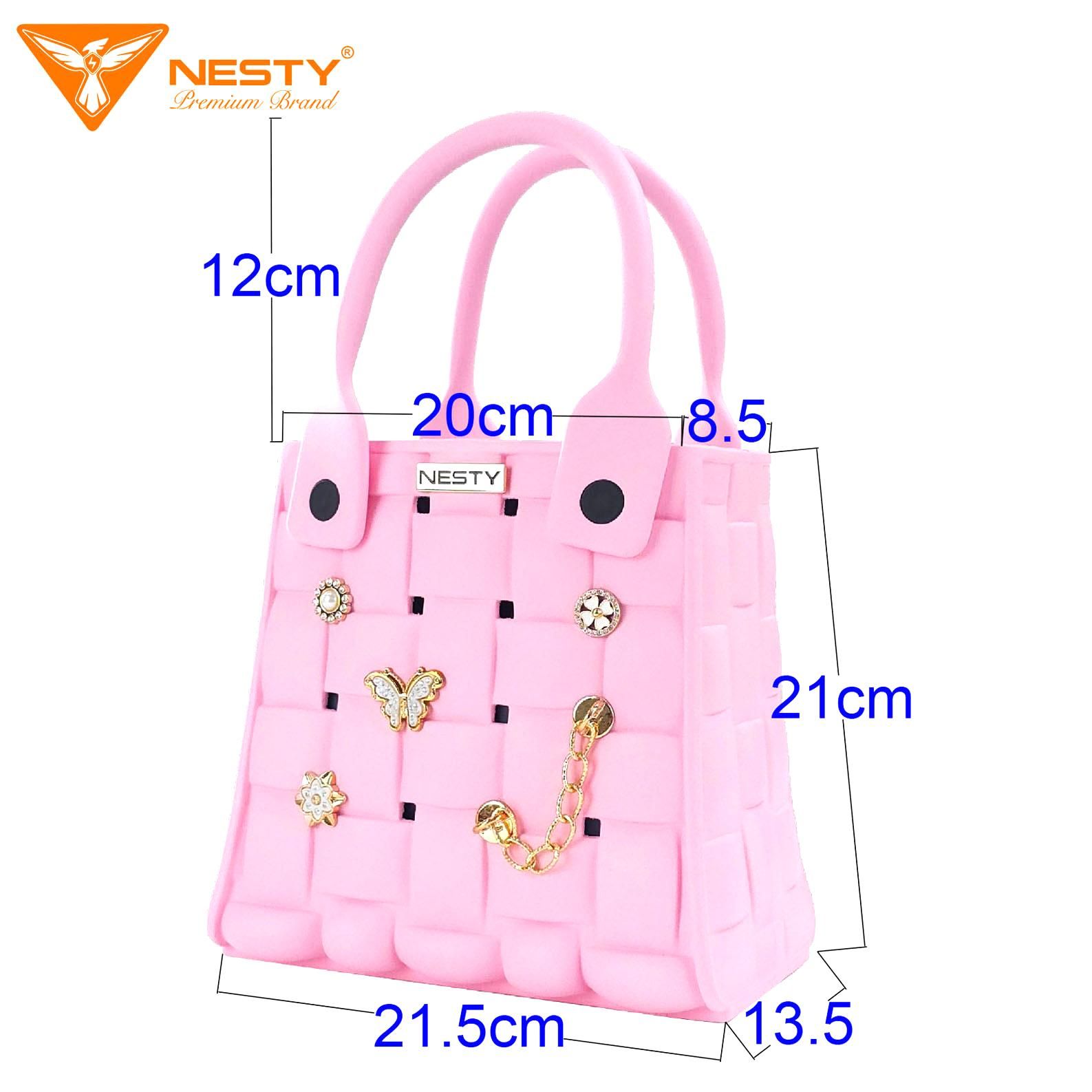 Túi Xách Tay NESTY Đính Kèm Charm Nữ Tính Sang Trọng Hiện Đại Chất Liêu EVA Mềm Mại Chống Thấm Nước TX-06