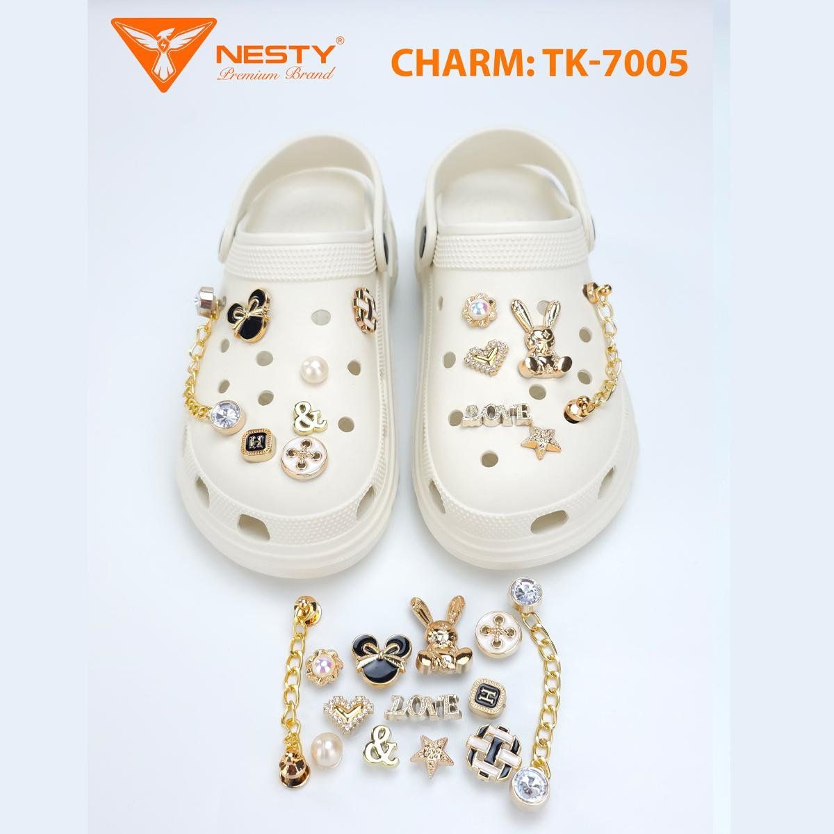 Bộ charm sticker trang trí gắn dép theo chủ đề- Chất liêu nhựa xi mạ cao cấp, cao su, nhựa PVC