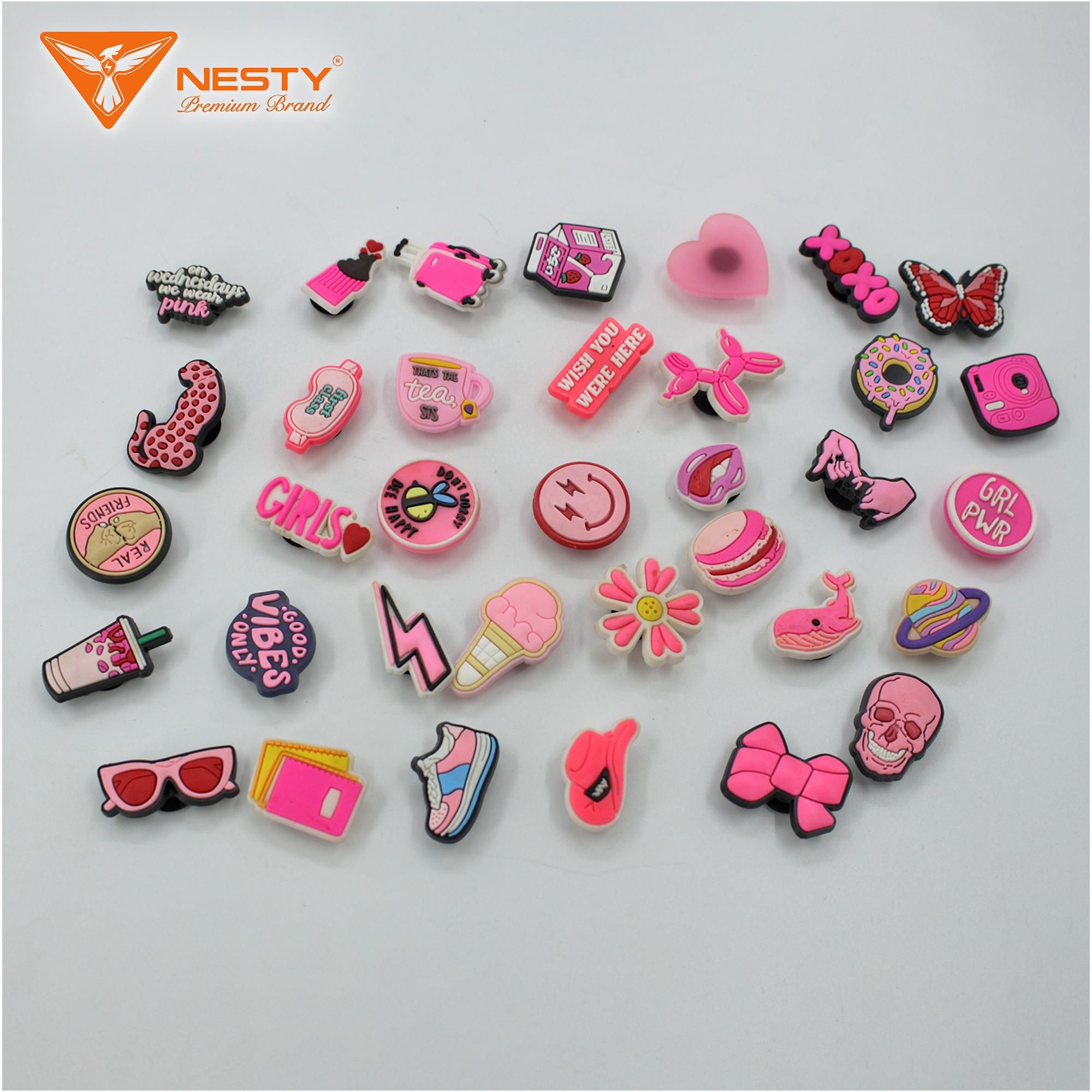 DUP-Set 20 Sticker Jibbitz Charm Gắn Dép NESTY Đa Dạng Mẫu Mã Dễ Thương Chất Liệu Nhựa PVC