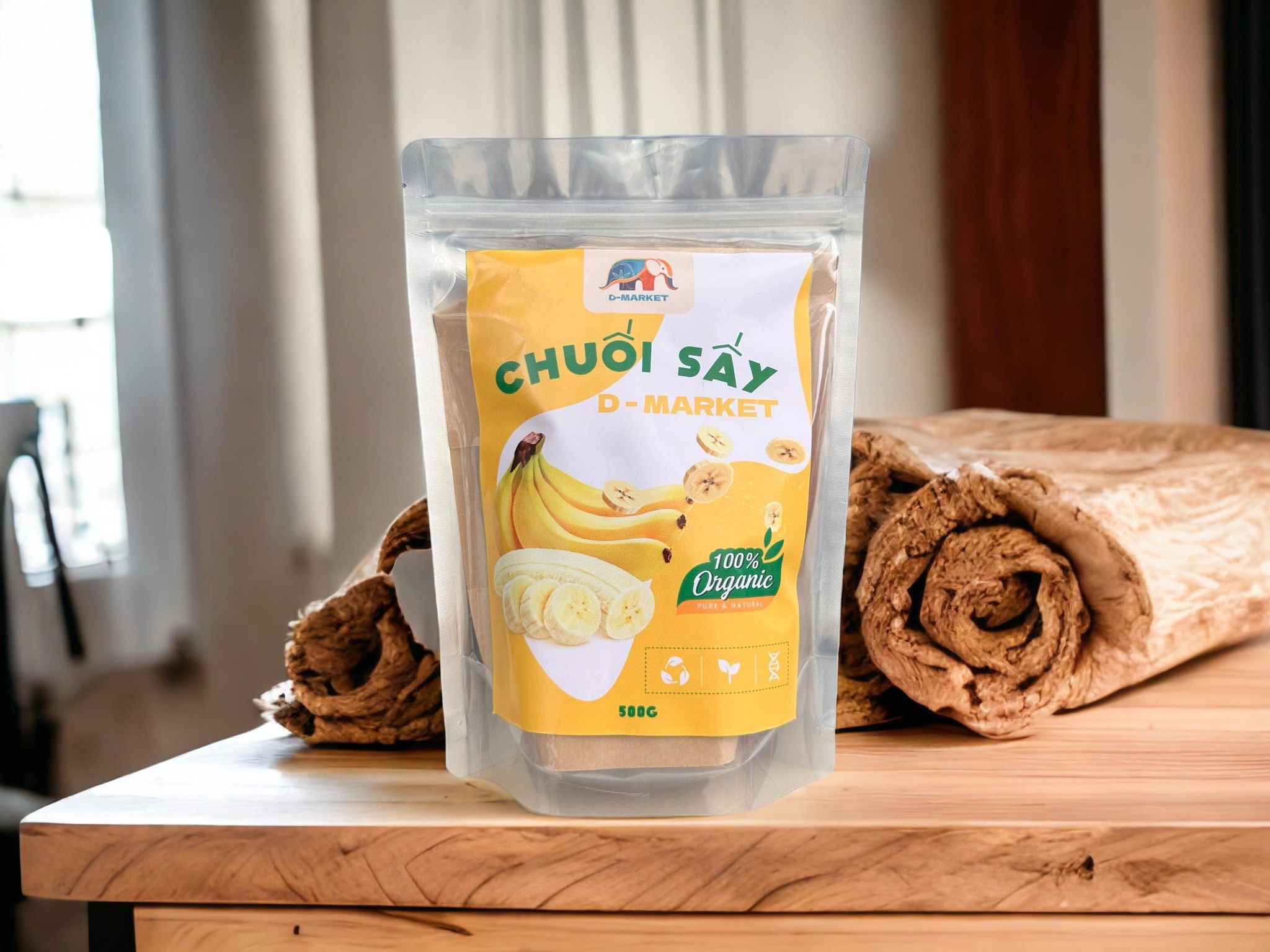  Chuối sấy D-MARKET - túi 500g 