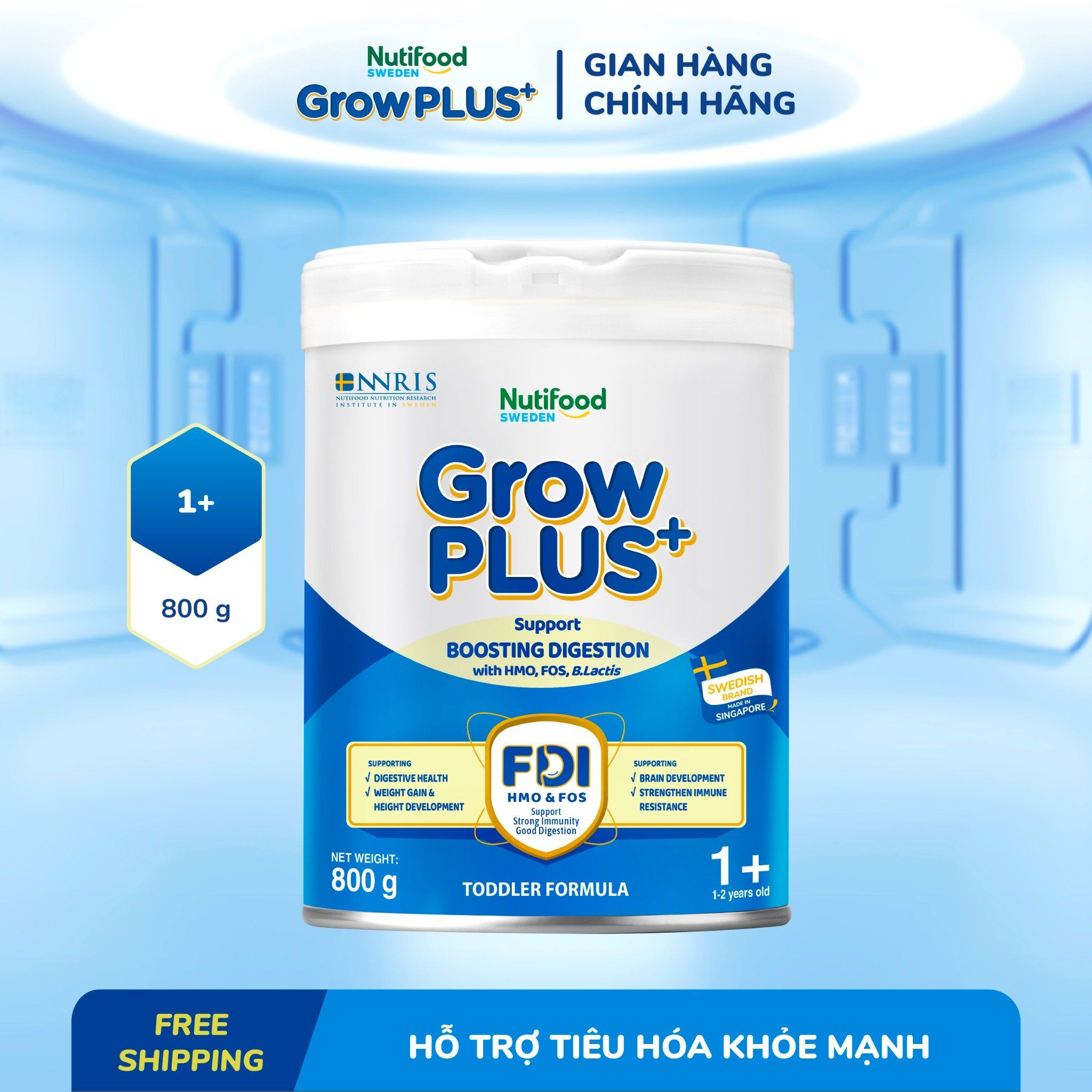 Sữa bột Nutifood GrowPLUS+ Tiêu Hóa trên 1 tuổi Lon 800g