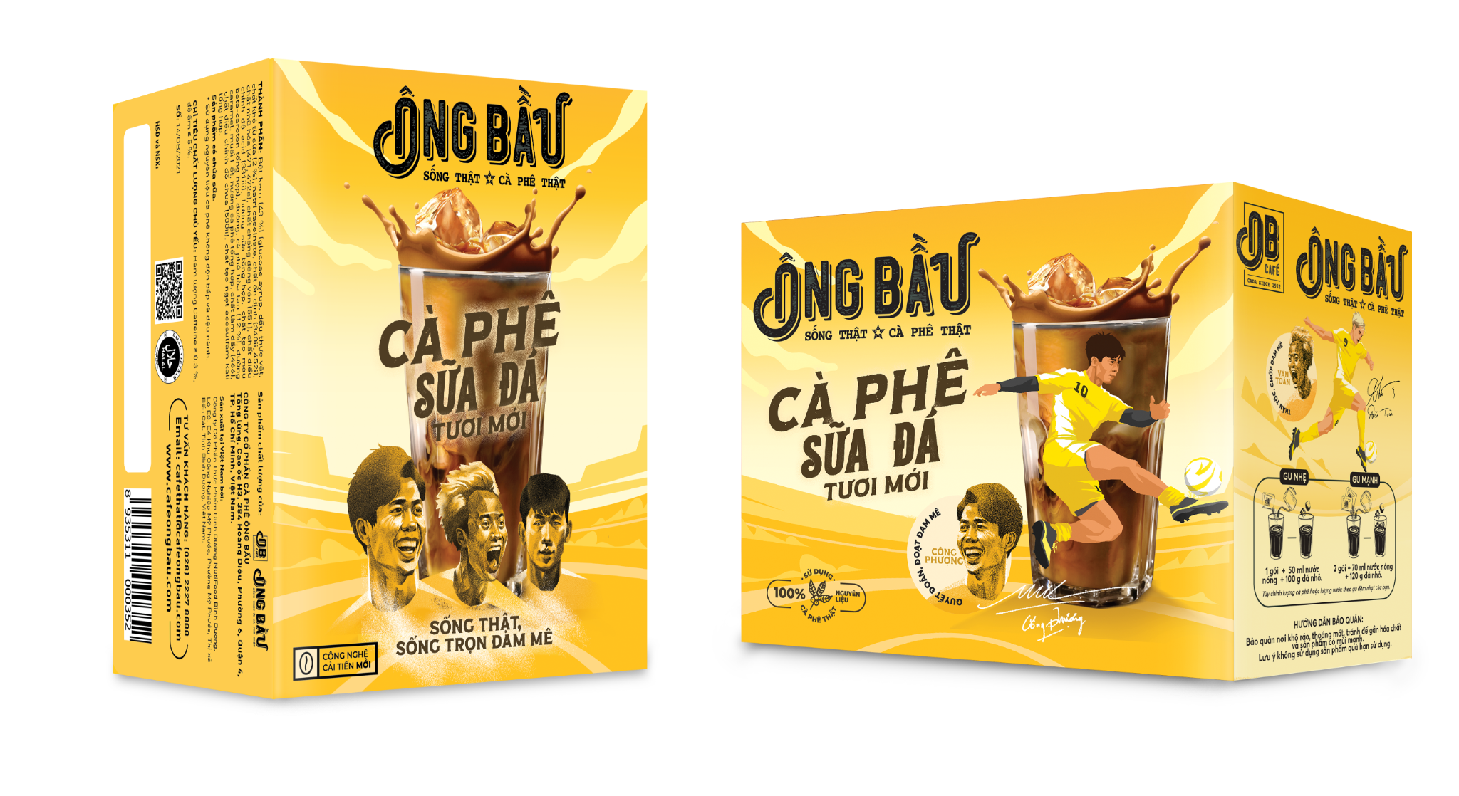 Cà Phê Sữa Đá Hòa Tan Ông Bầu - Hộp 240g / 10 gói lẻ