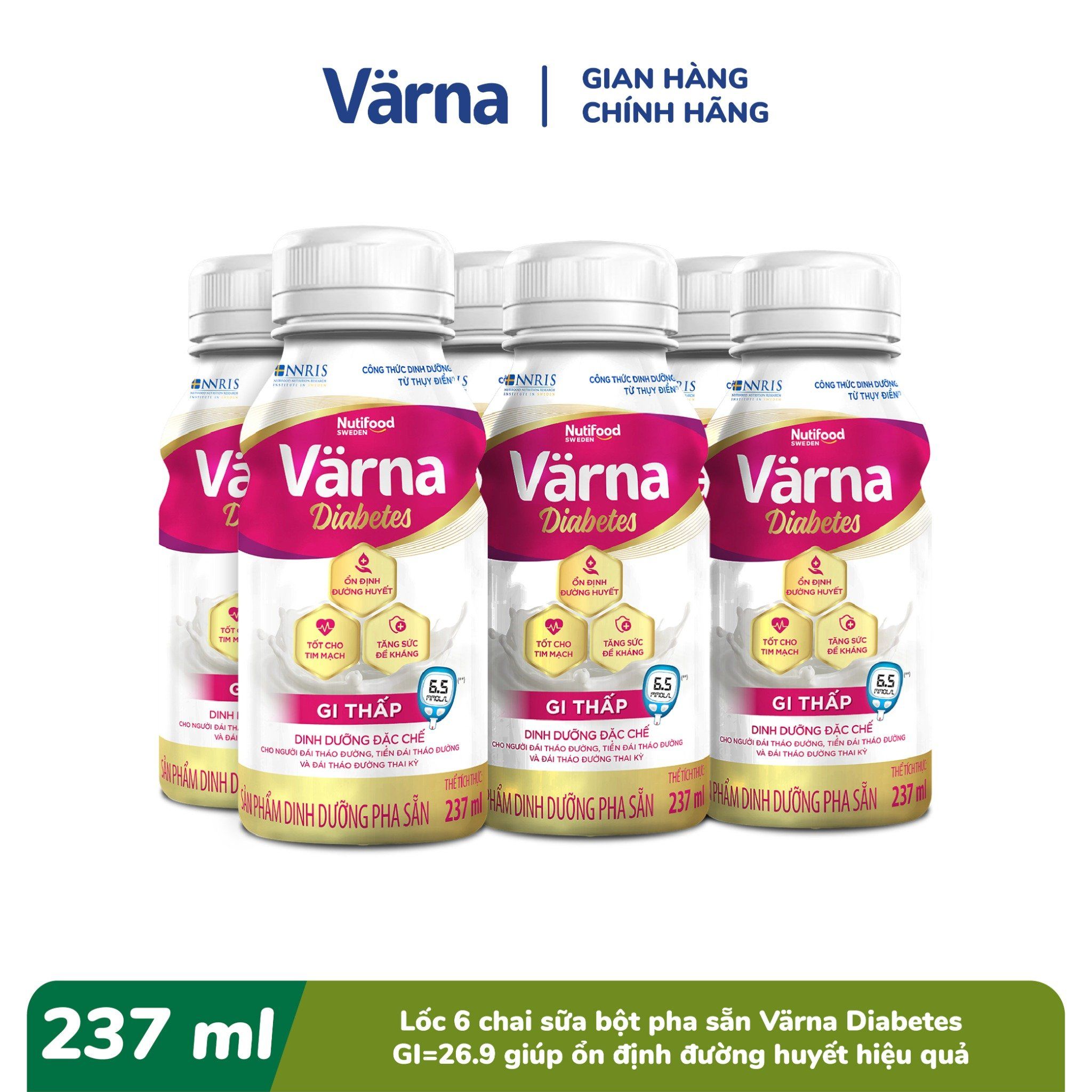 Sữa Bột Pha sẵn Varna Diabetes Chai 237ml