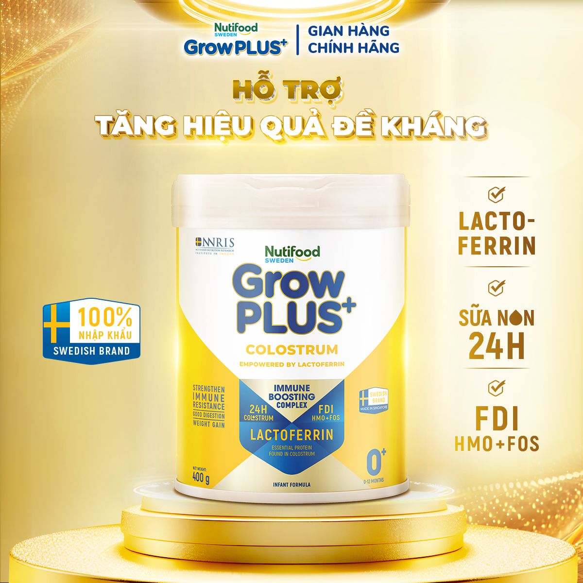 Sữa Bột Nutifood GrowPLUS+ Colostrum Lactoferrin 0-12 tháng 400g