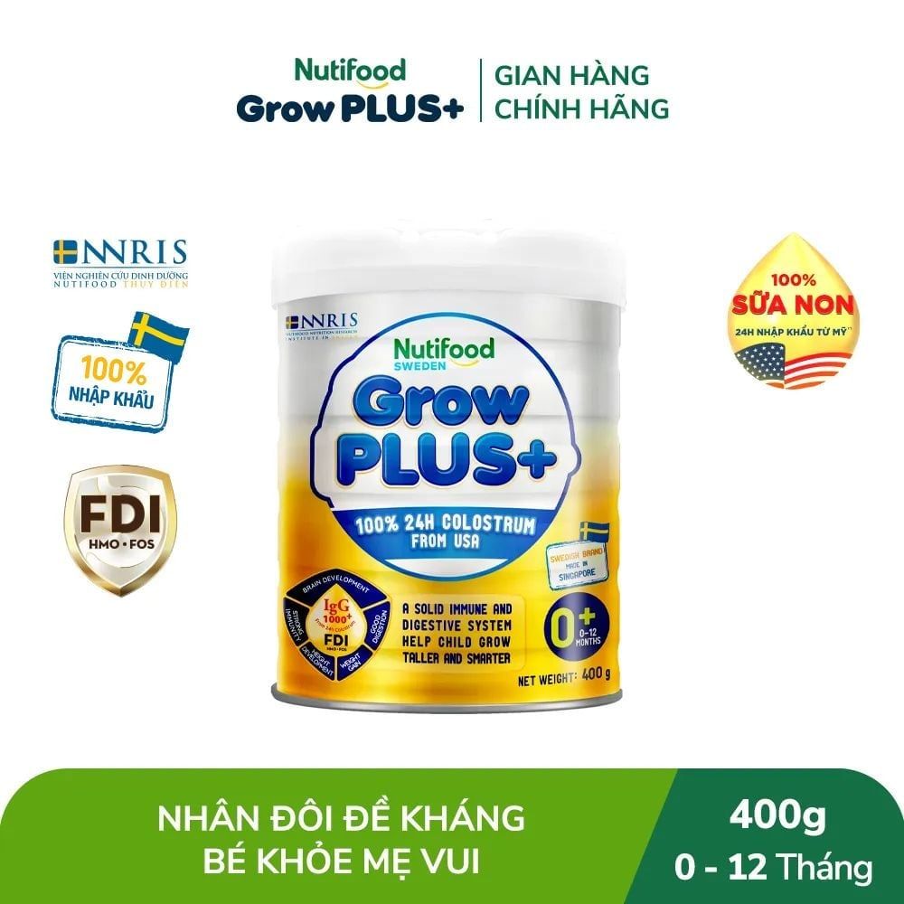 Sữa bột Nutifood GrowPLUS+ Sữa Non 0-12 tháng Lon 400g