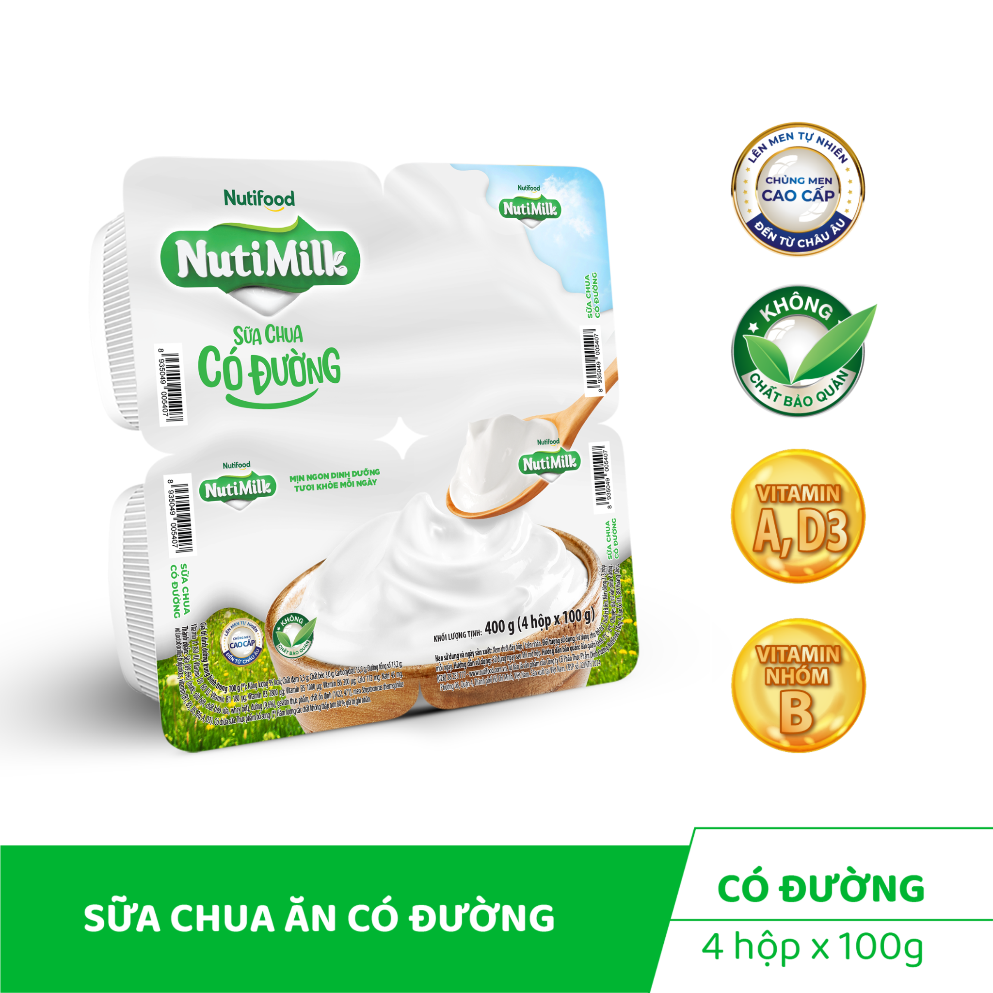Nutimilk Sữa chua có đường - Hộp 100g - Quà tặng
