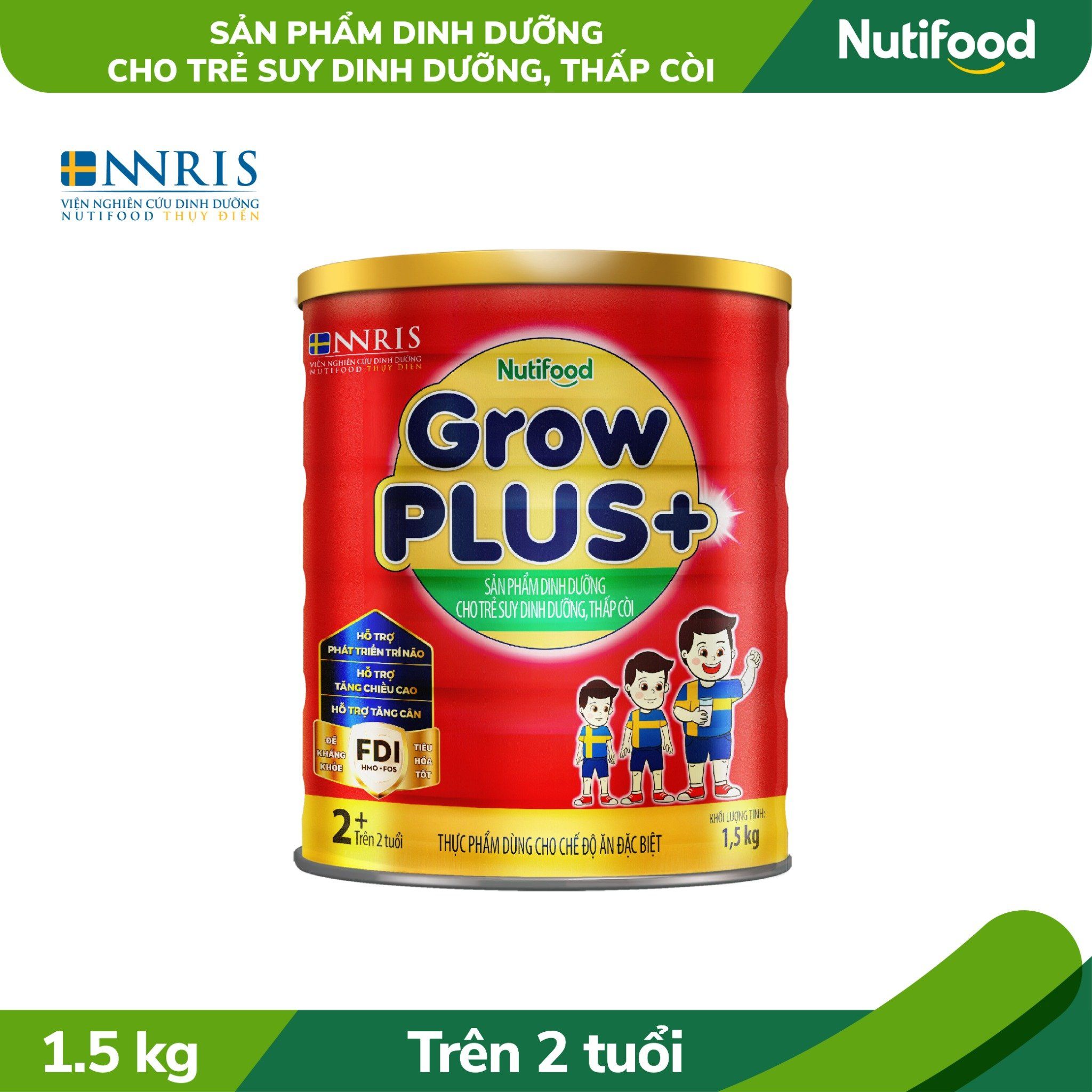 Sữa Bột Nutifood GrowPLUS+ Suy Dinh Dưỡng trên 2 tuổi lon 1.5kg