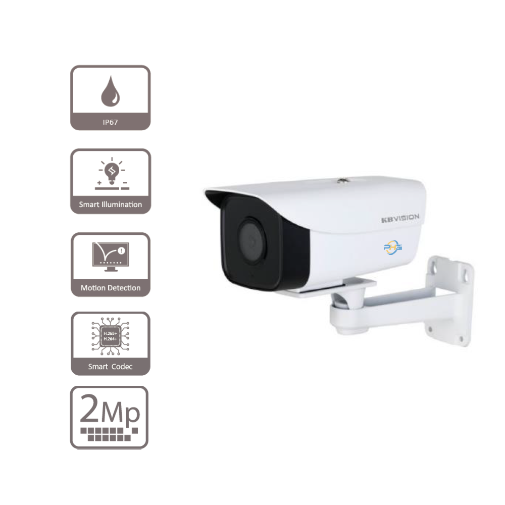  Camera KBVISION KX-A2003N3-A | Kết nối dây | IP | 2 MP | 1080P | Ngoài trời | Cần đầu ghi 