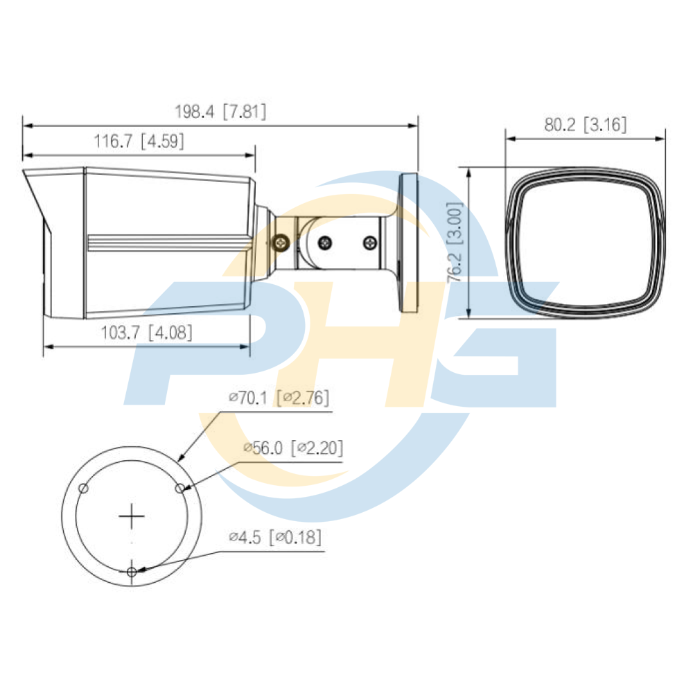  Camera KBVISION KX-AF2003L-DL-A | Kết nối dây | 4 in 1 (CVI, TVI, AHD, Analog) | 2 MP | 1080P | Ngoài trời | Cần đầu ghi 