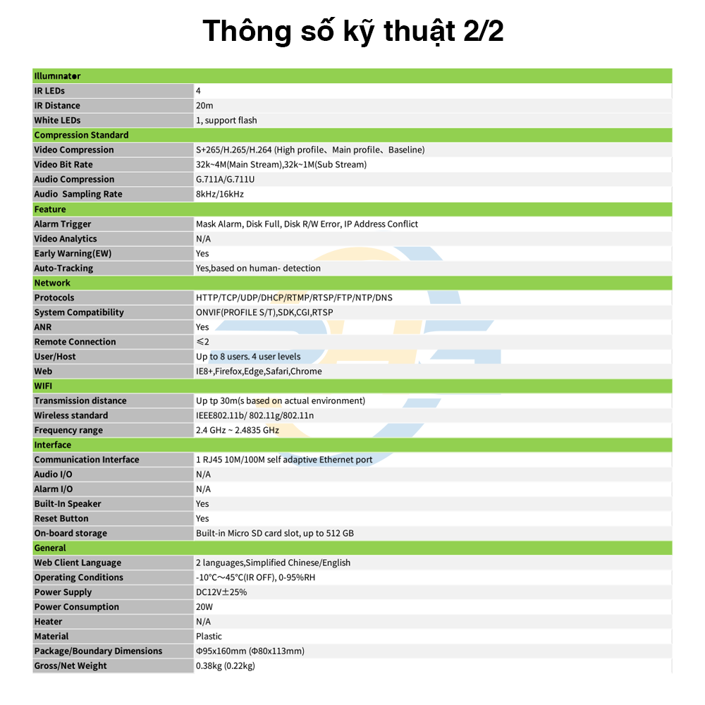  Camera TIANDY Lite Series TC-H332N | Không dây | IP WIFI | 3 MP | Trong nhà 