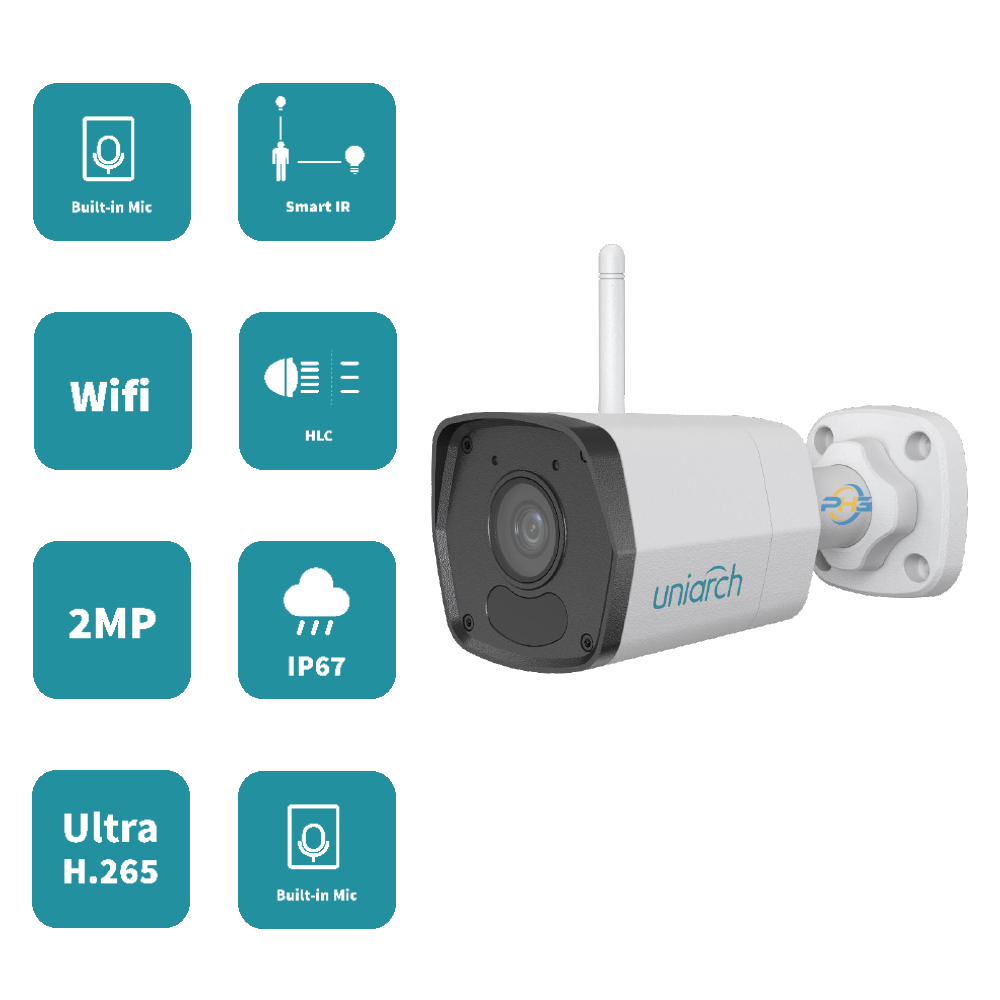  Camera UNIARCH UHO-B0A-M2F3 | Không dây | IP WIFI | 2 MP | 1080P | Ngoài trời 