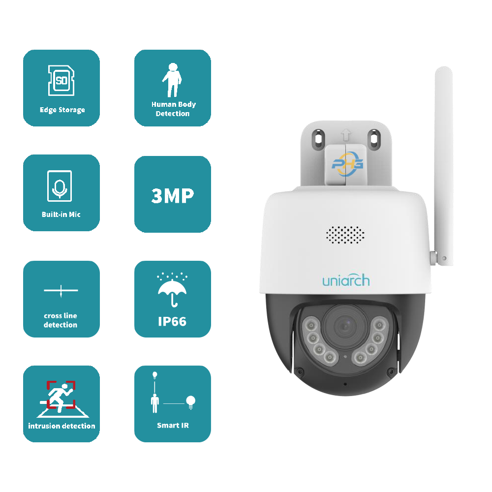  Camera UNIARCH UHO-P1A-M3F4D | Không dây | IP WIFI | 3 MP | 2K | Ngoài trời 