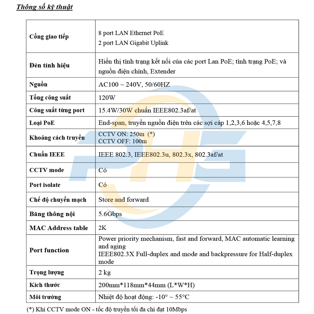  Switch APTEK SF1082FP | 8 port POE | 2 port UPLINK | UNMANAGED 