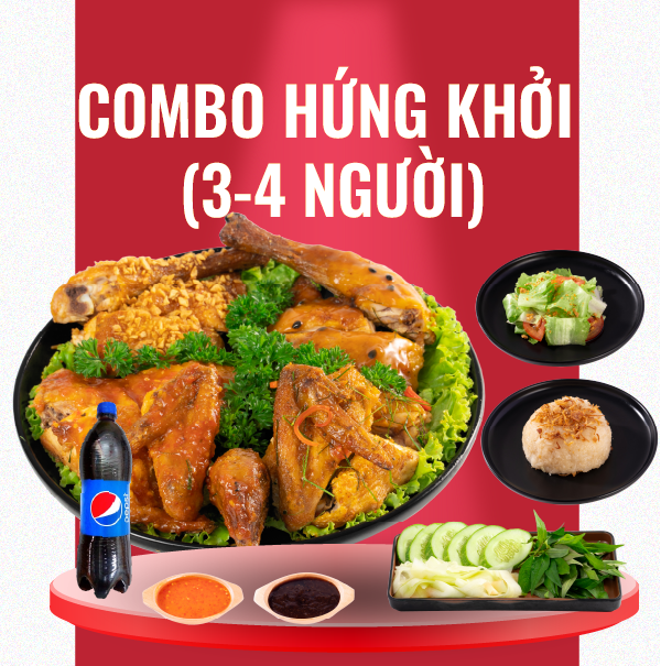 COMBO HỨNG KHỞI - Gà Nướng nguyên con 4 vị + Ăn kèm