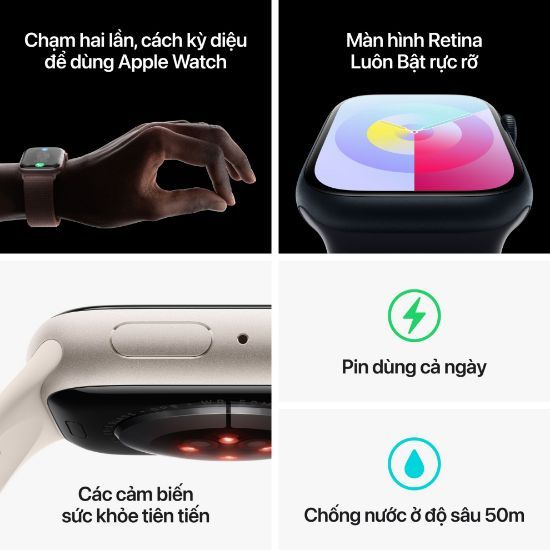 Apple Watch Series 9 GPS 41mm Viền Nhôm Dây Cao Su  - Chính hãng VN/A