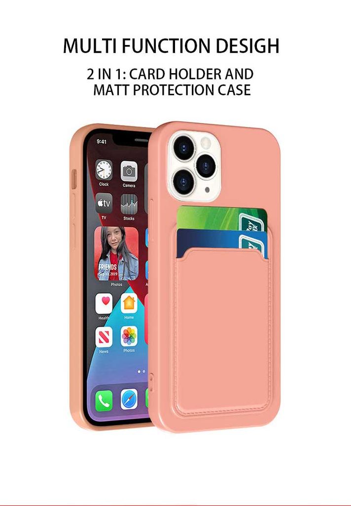 Ốp Lưng Mipow iPhone 15 Pro Max Card Bag Tpu Leather Case - Hồng