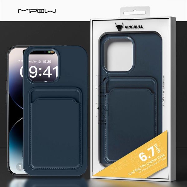 Ốp Lưng Mipow iPhone 15 Pro Max Card Bag Tpu Leather Case - Xanh