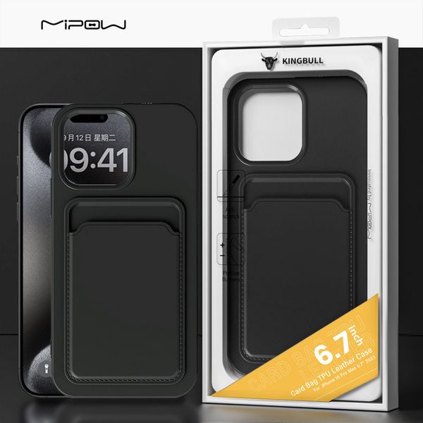 Ốp Lưng Mipow iPhone 15 Pro Max Card Bag Tpu Leather Case Black