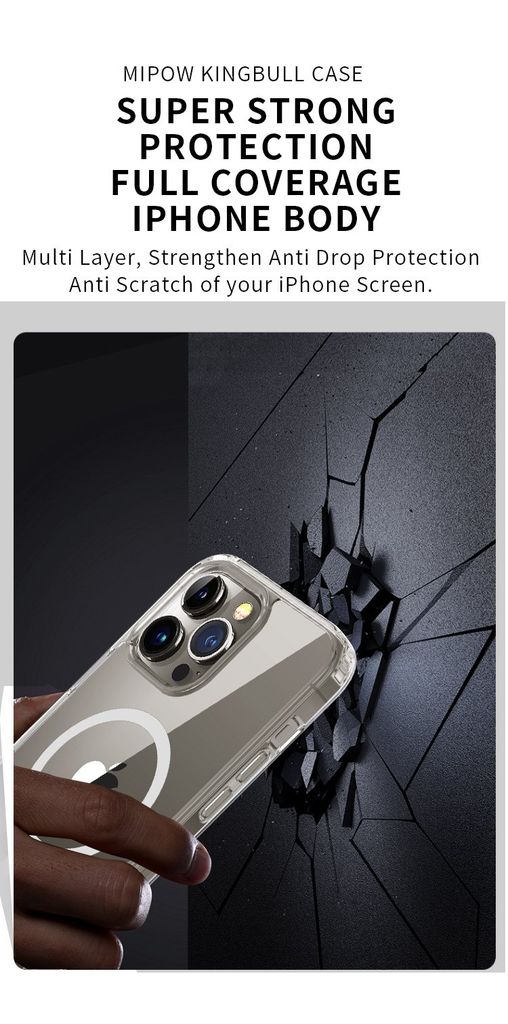 Ốp Lưng MIPOW iPhone 15 Pro Max Magsafe Trong Suốt Transparent