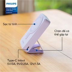 Pin sạc dự phòng Magnetic có chân chống Philips DLP9859 10,000mAh màu Tím