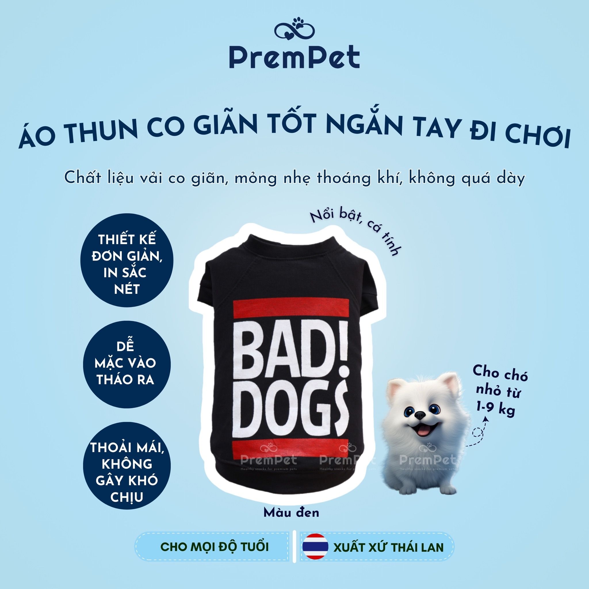 Áo Thun - DoggyDolly - Vải Thun Co Giãn, Cổ Tròn Ngắn Tay Đi Chơi - cho Chó nhỏ - Size XL - Màu Đen