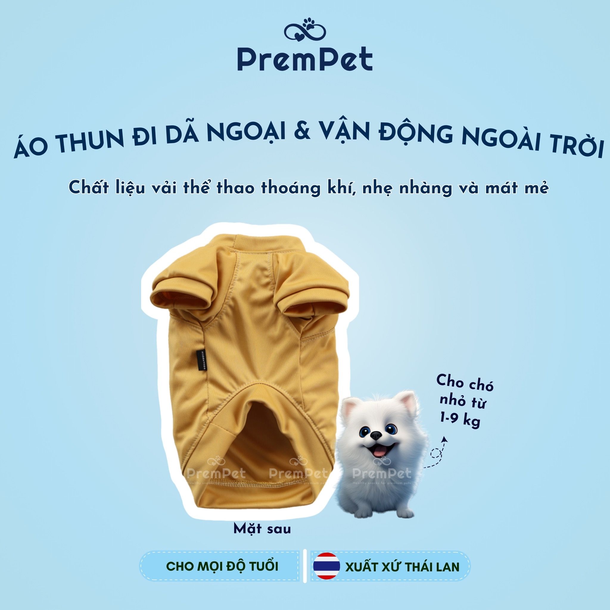 Áo Thun - DoggyDolly - Áo Thun Cổ Tròn Ngắn Tay, Đi Chơi, Đi Dã Ngoại & Vận Động Ngoài Trời - cho Chó nhỏ - Size XL - Vàng Mù Tạt