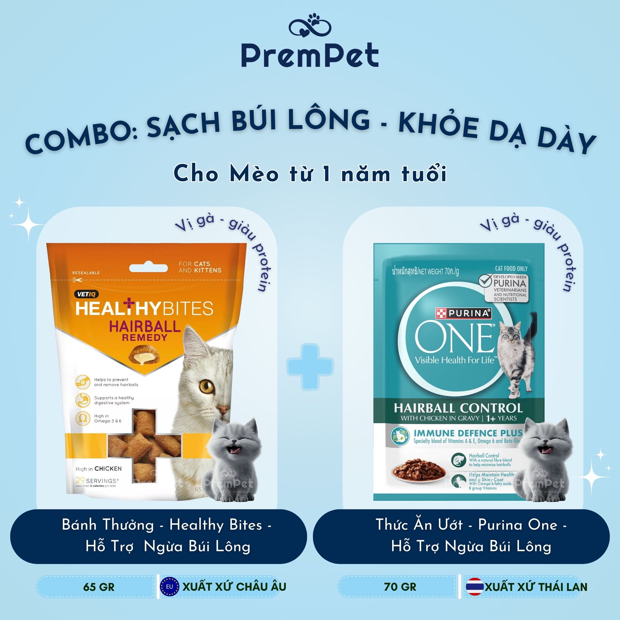 Combo Sạch Búi Lông - Khỏe Dạ Dày cho Mèo Trưởng Thành
