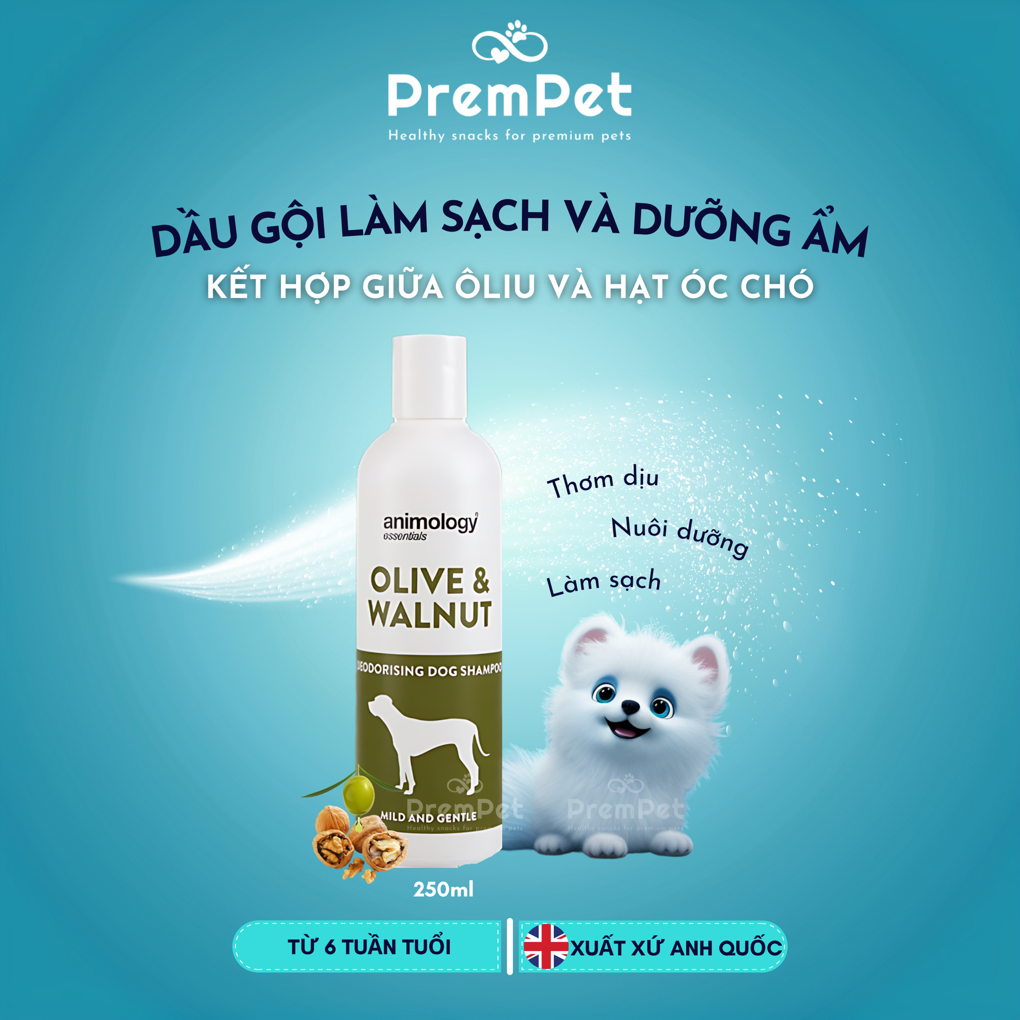 Dầu Gội - Animology - Làm Sạch và Dưỡng Ẩm Với Nhiều Hương Thơm - cho Chó - Chai 250ml