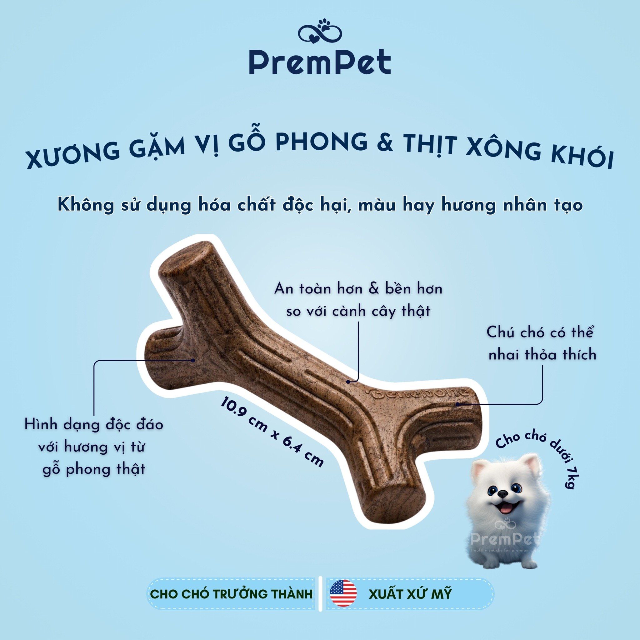 Xương Gặm - Benebone - Cỡ Nhỏ Vị Gỗ Phong Và Thịt Xông Khói - cho Chó - Bộ 2 Món