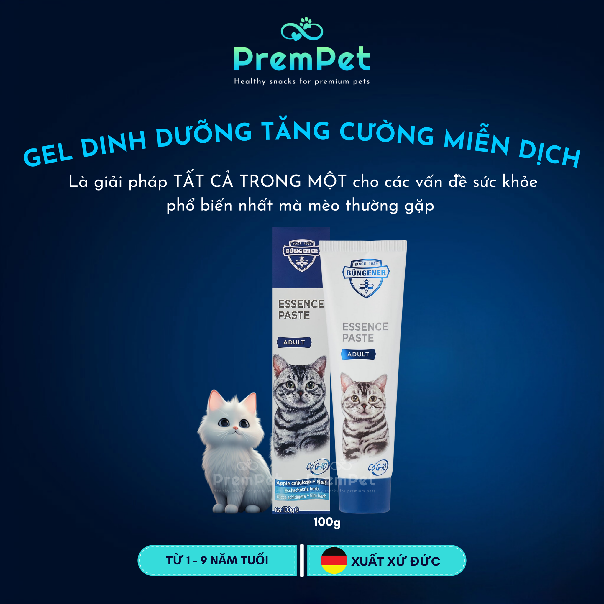 Gel Dinh Dưỡng - Büngener - Tăng Cường Hệ Miễn Dịch & Hồi Phục Sức Khoẻ - cho Mèo - Tuýp 100g
