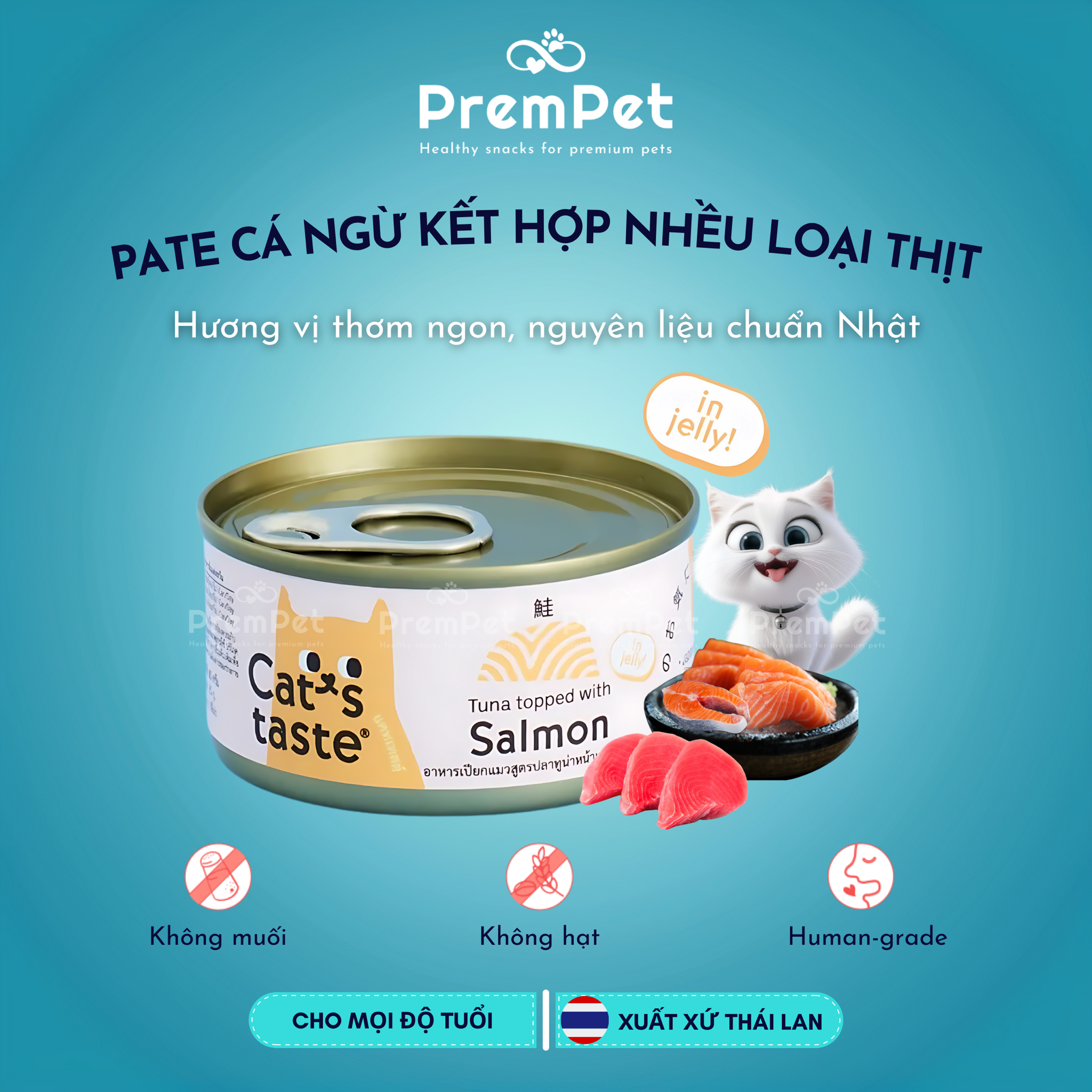 Pate - Cat's Taste - Vị Cá Ngừ Kết Hợp Nhiều Loại Thịt - cho Mèo - Hộp 85g