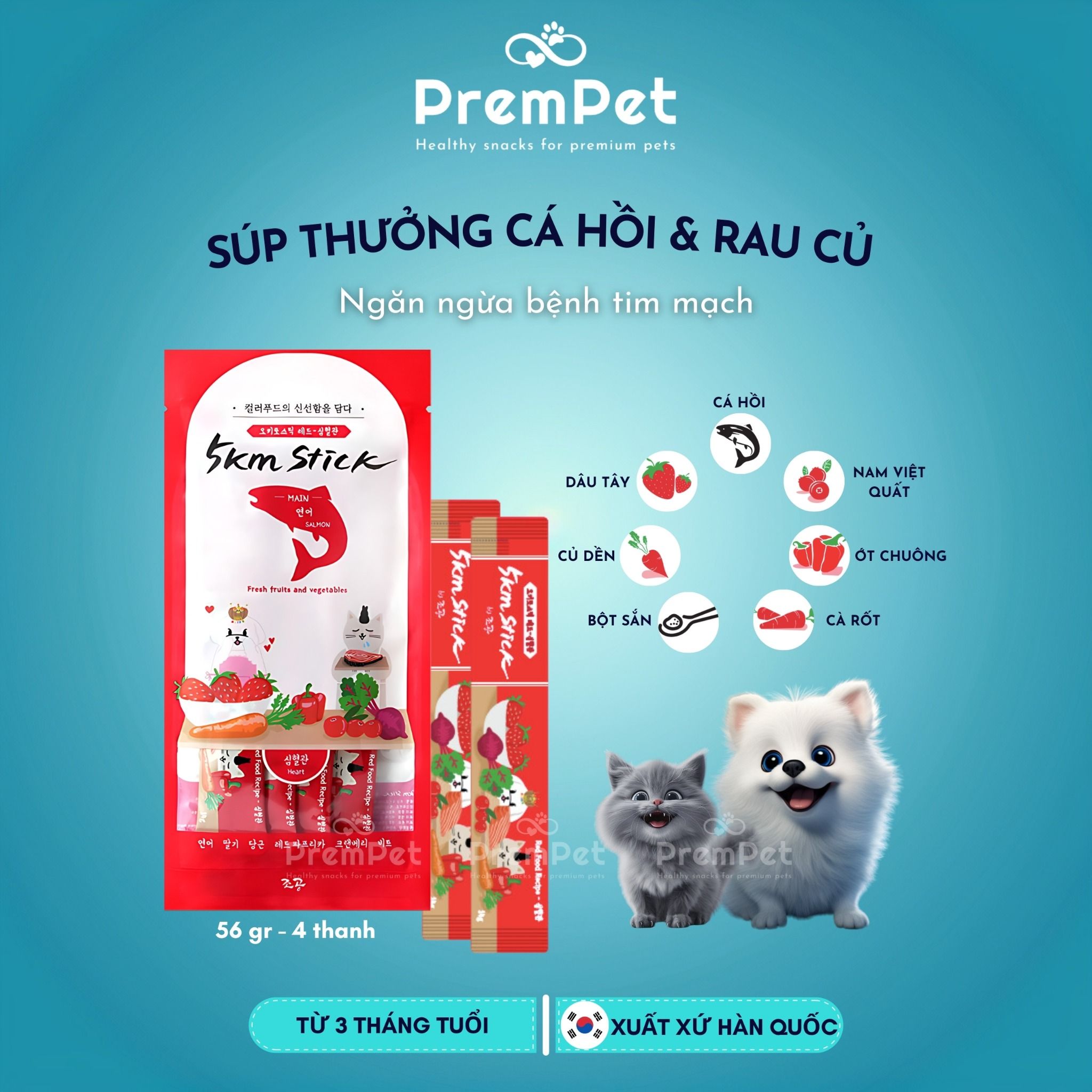 Spring Box 5in1 - Súp Thưởng - Chogong 5km Stick - Hỗ Trợ Sức Khoẻ Toàn Diện - cho Chó - Hộp 5 thanh, 5 màu 5 vị, 14g/thanh