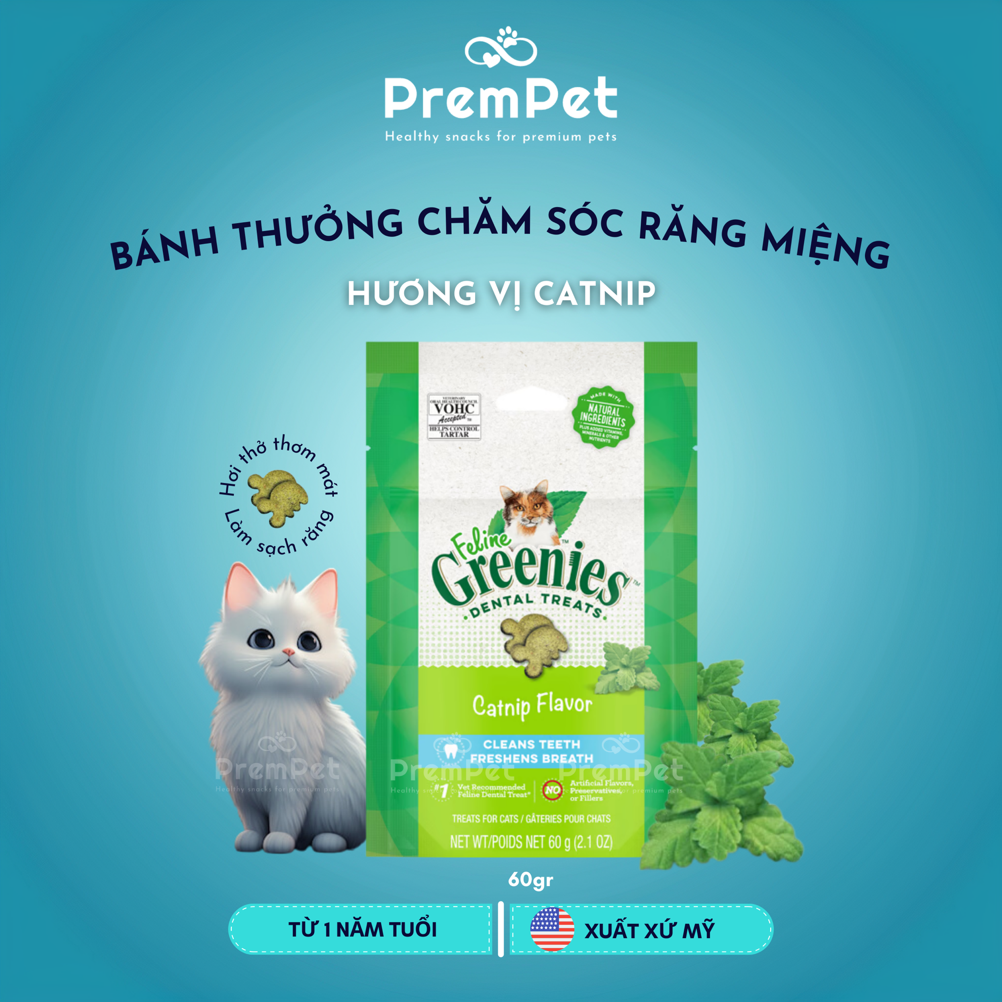 Bánh Thưởng - Feline Greenies - Chăm Sóc Răng Miệng - Nhiều Vị - cho Mèo - Túi 60g