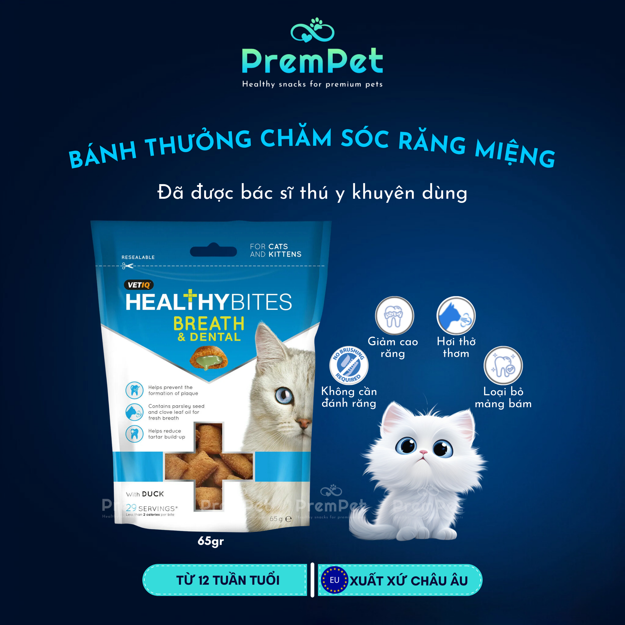 Bánh Thưởng - Healthy Bites - Chăm Sóc Răng Miệng - cho Mèo & Mèo con - Túi 65g