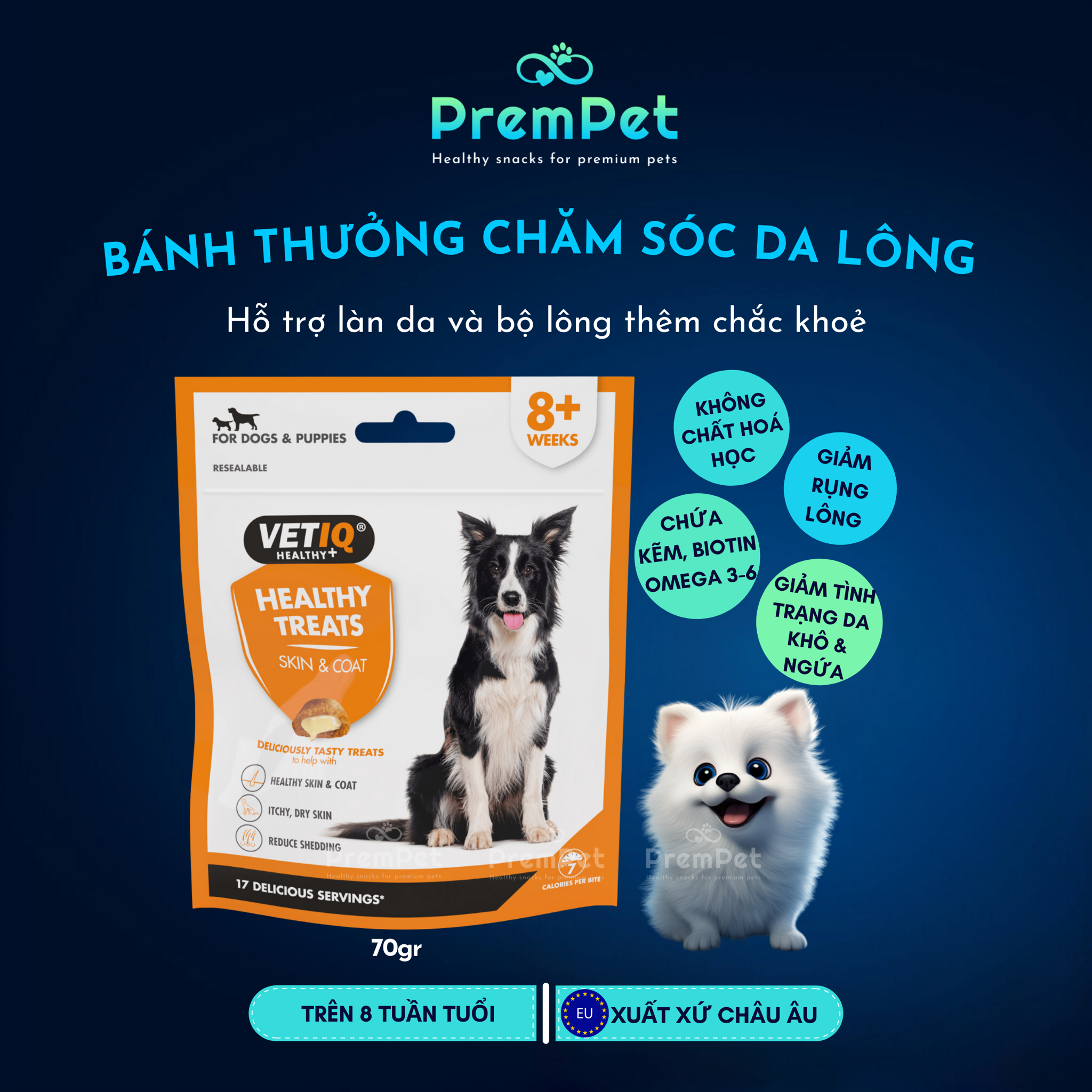 Bánh Thưởng - Healthy Treats - Nuôi Dưỡng Da Lông Bóng Khoẻ - cho Chó - Túi 70g