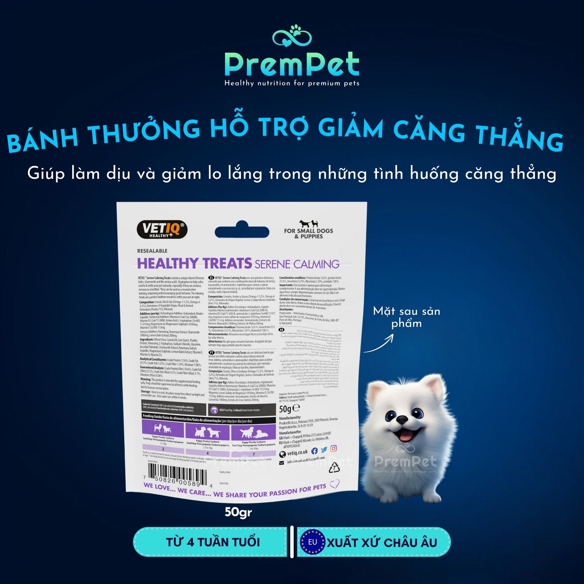 Bánh Thưởng - Healthy Treats - Giảm Căng Thẳng Xoa Dịu Cảm Xúc - cho Chó - Túi 50g