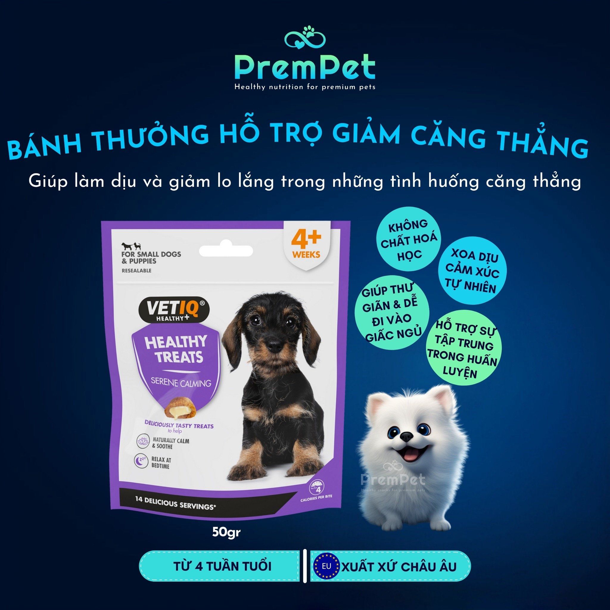 Bánh Thưởng - Healthy Treats - Giảm Căng Thẳng Xoa Dịu Cảm Xúc - cho Chó - Túi 50g