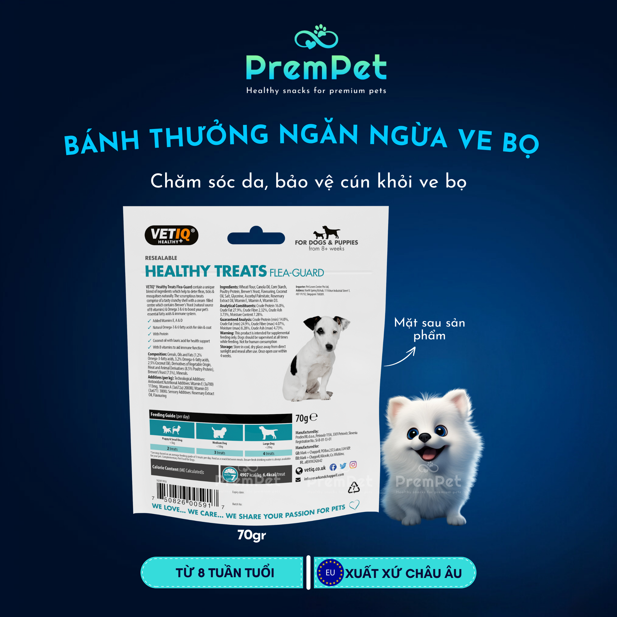 Bánh Thưởng - Healthy Treats - Ngăn Chặn Ve Bọ - cho Chó - Túi 70g