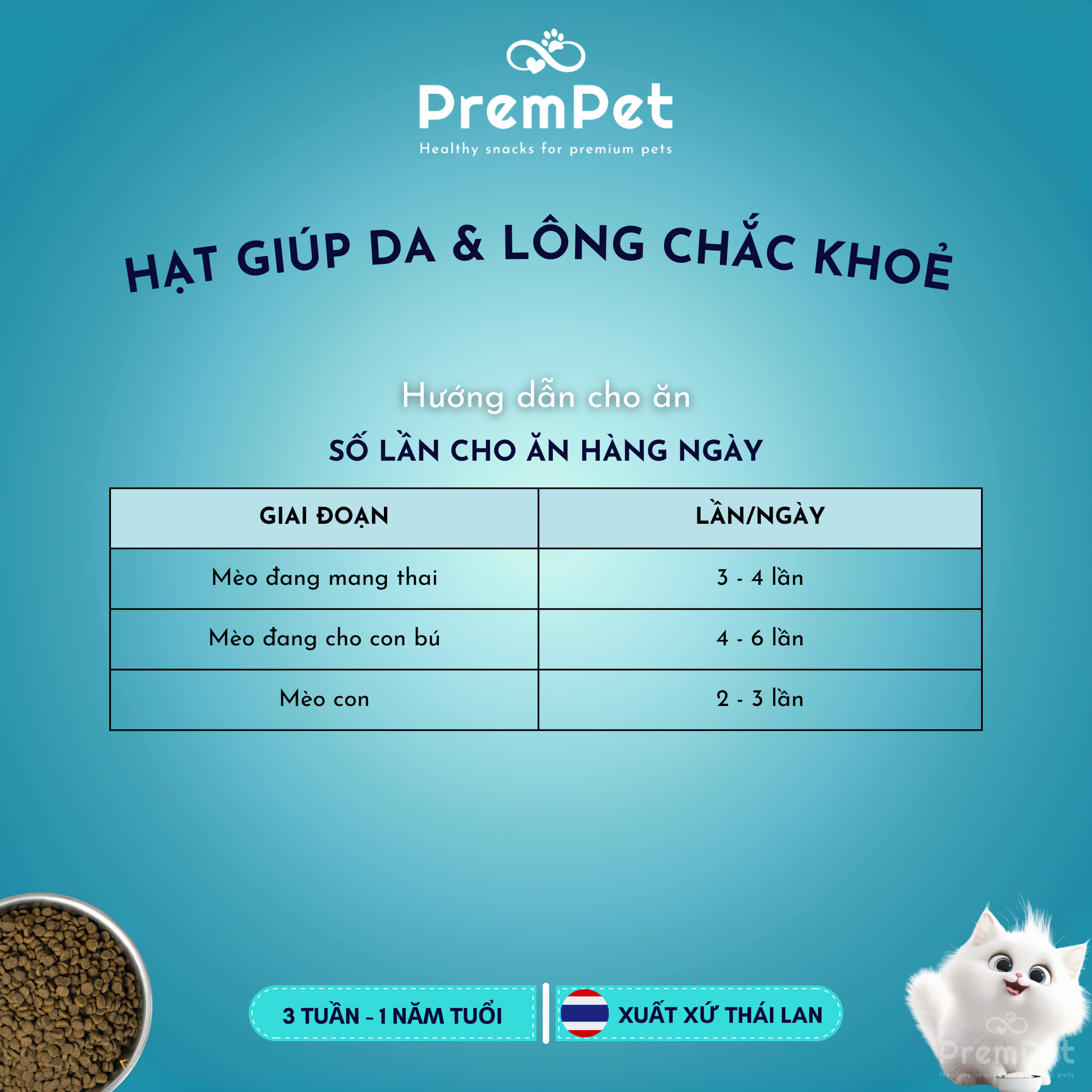 Thức Ăn Hạt - Kaniva - Giúp Da Lông Khỏe Mạnh - Vị Gà & Cá Hồi - cho Mèo Mẹ & Mèo Con - Túi 370g