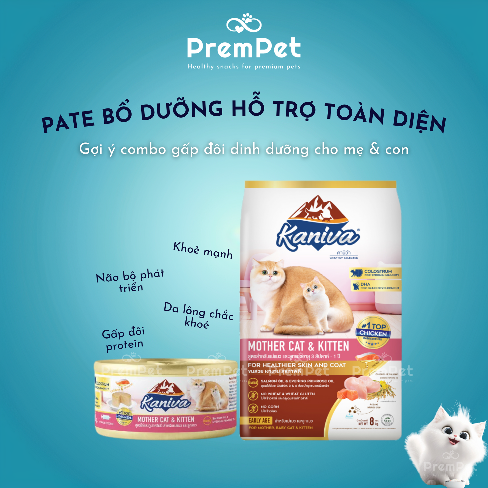 Pate - Kaniva - Hỗ Trợ Sức Khoẻ Toàn Diện - cho Mèo Mẹ & Mèo Con Cai Sữa - Hộp 80g