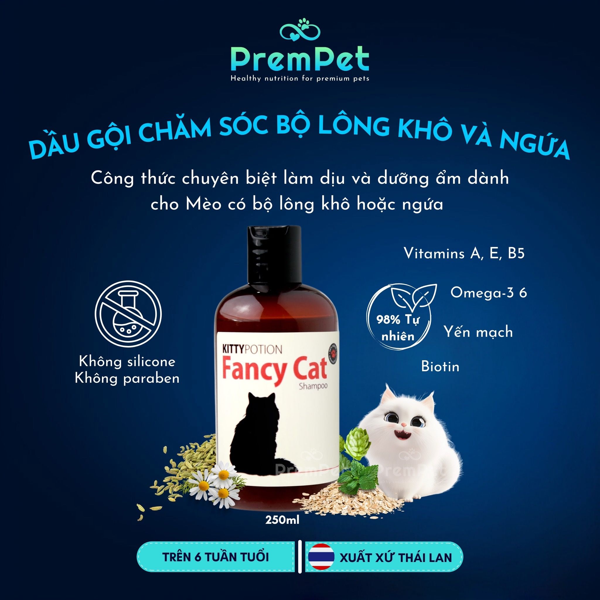 Dầu Gội - KittyPotion FancyCat - Chăm Sóc Bộ Lông Khô & Ngứa - cho Mèo - Chai 250ml