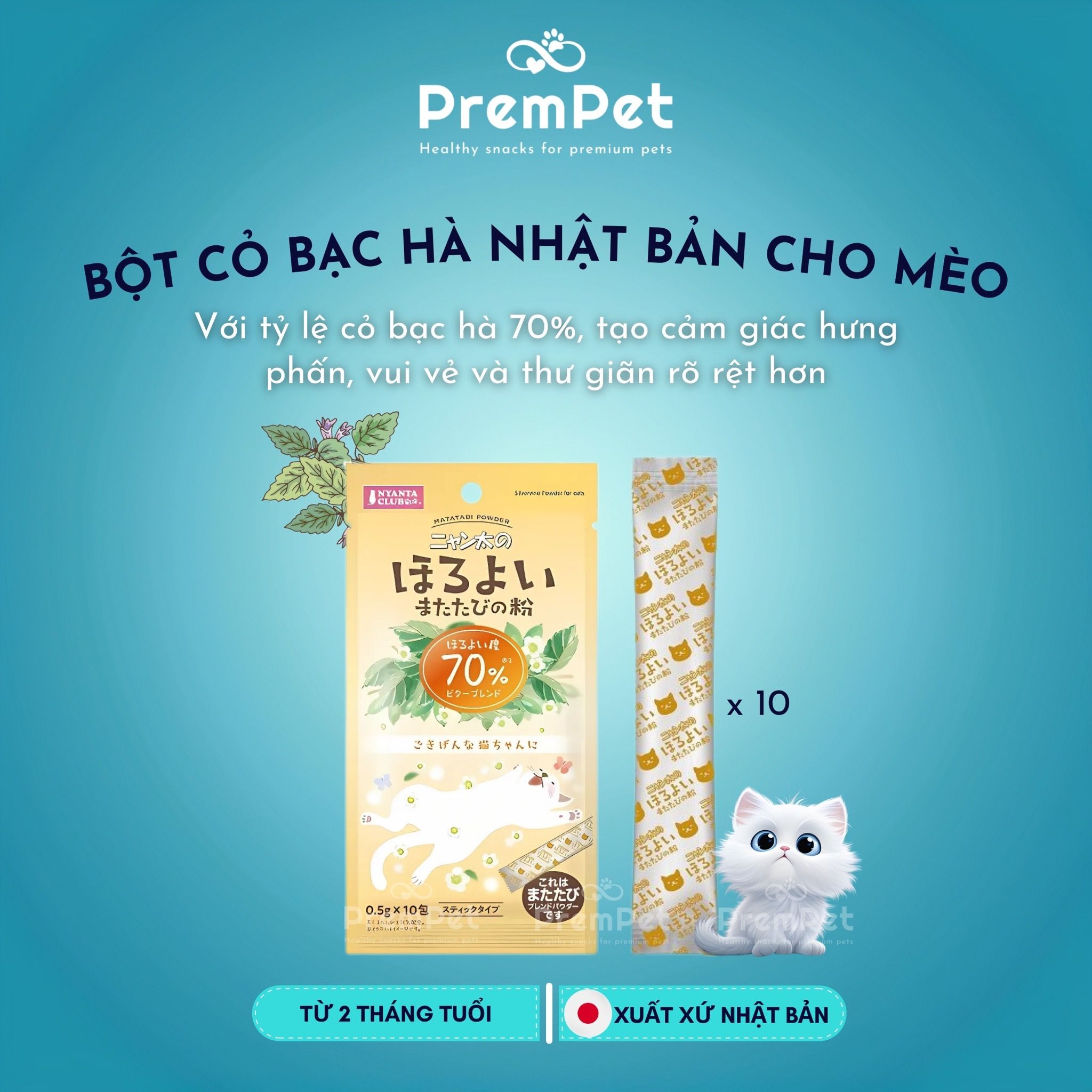 Bột Catnip - Marukan - Giúp Thư Giản & Mang Lại Niềm Vui - cho Mèo - Túi 5g (0.5gx10)