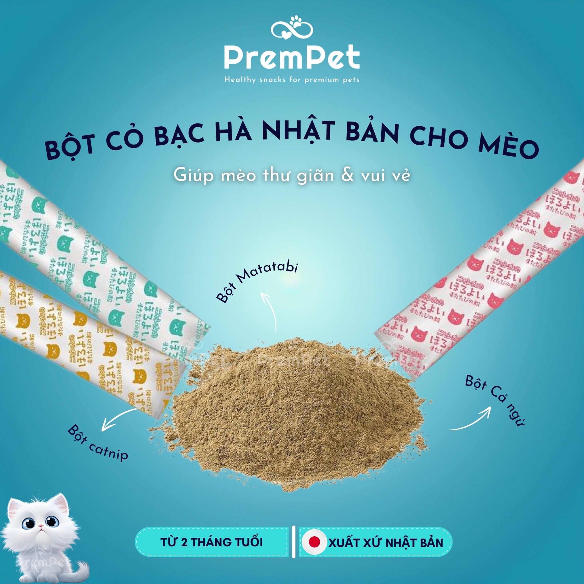 Bột Catnip - Marukan - Giúp Thư Giản & Mang Lại Niềm Vui - cho Mèo - Túi 5g (0.5gx10)