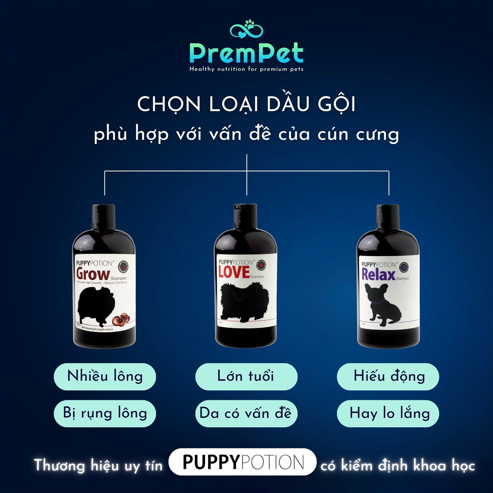Dầu Gội - PuppyPotion Love - Chăm Sóc Làn Da Nhạy Cảm - cho Chó - Chai 500ml