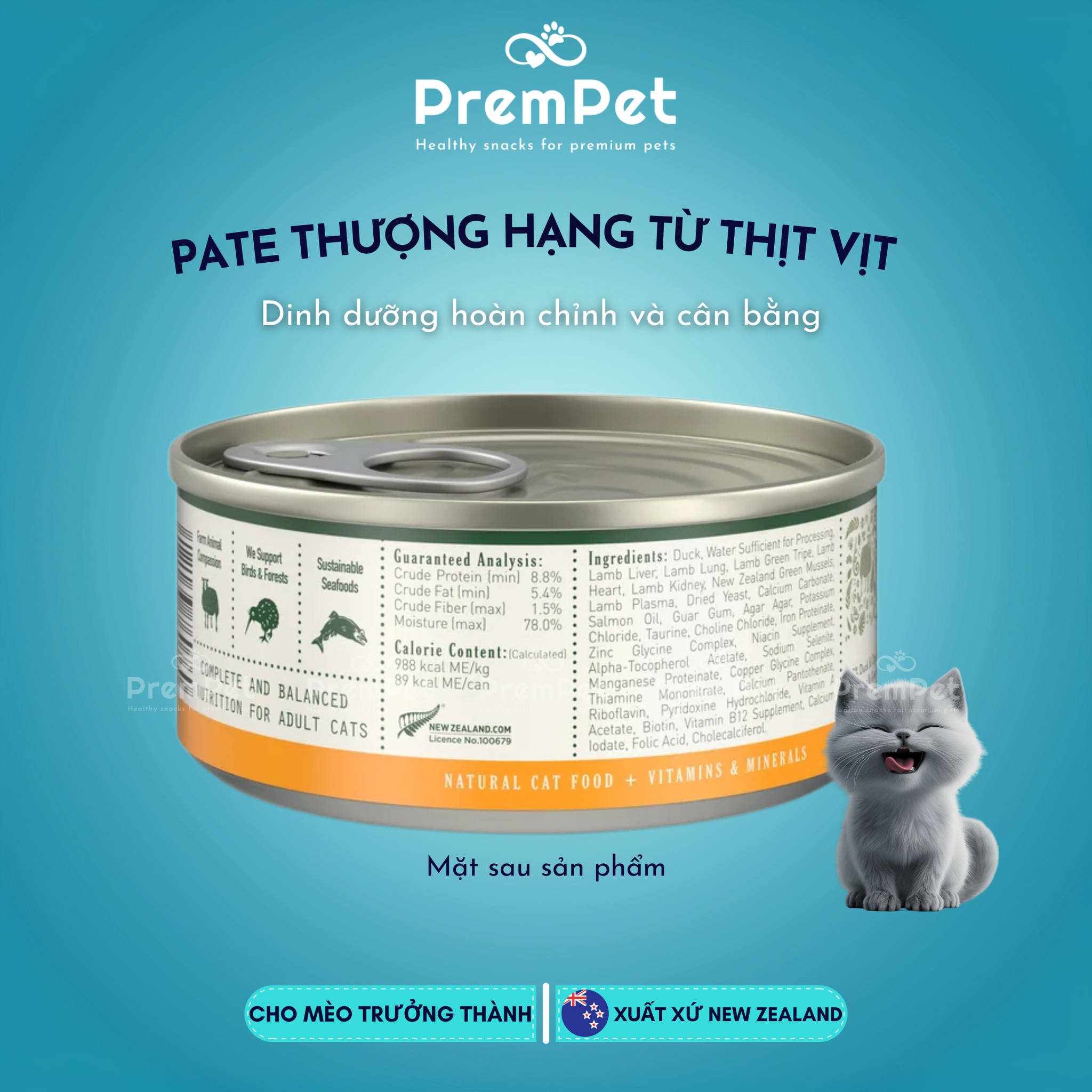 Pate - Zealandia - Từ Thịt Vịt - cho Mèo - Hộp 185g