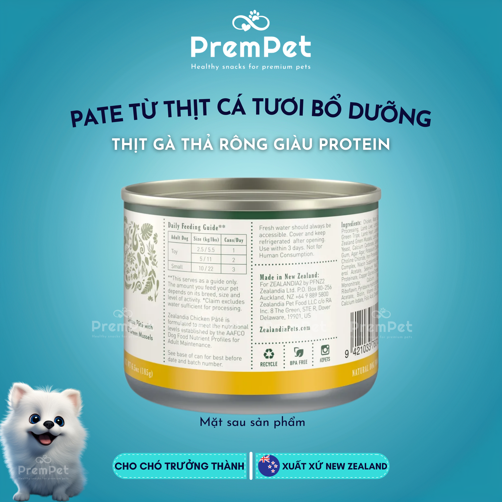 Pate - Zealandia - Từ Thịt & Cá Tươi - cho Chó - Hộp 185g