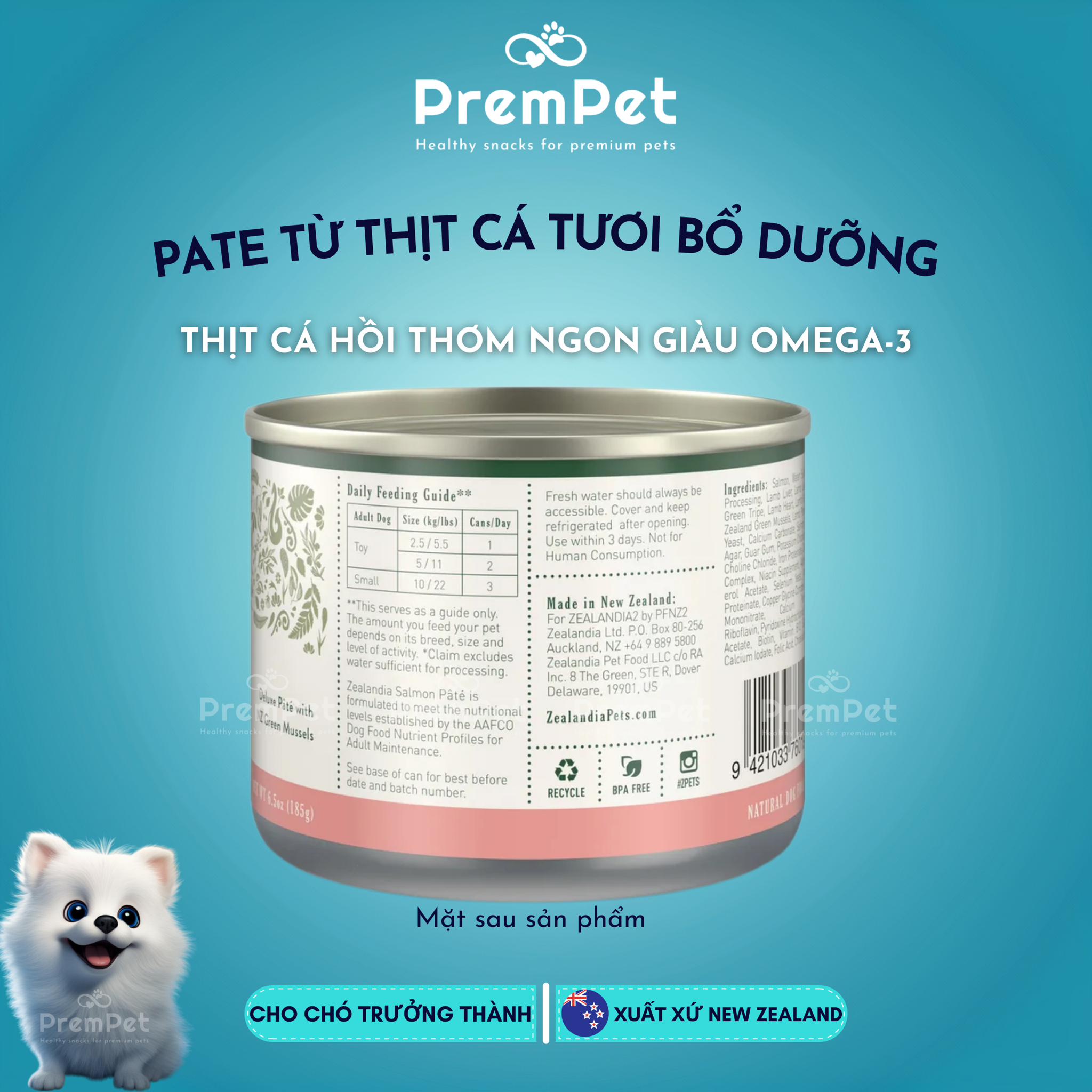 Pate - Zealandia - Từ Thịt & Cá Tươi - cho Chó - Hộp 185g