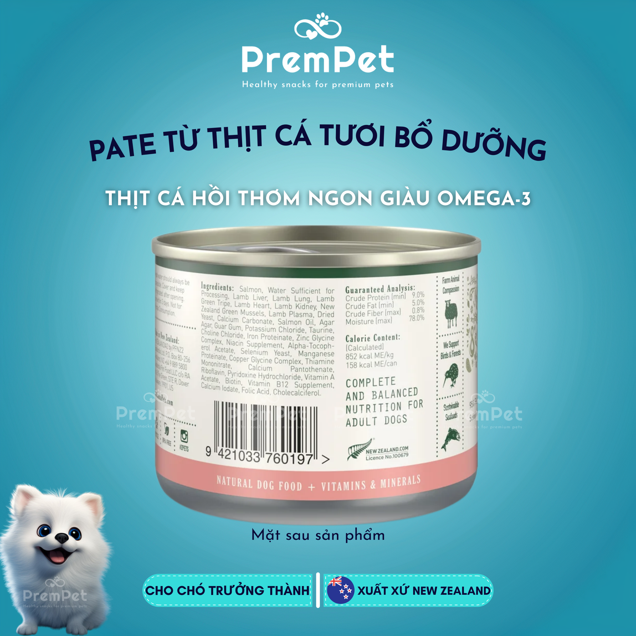 Pate - Zealandia - Từ Thịt & Cá Tươi - cho Chó - Hộp 185g