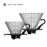 Phễu thuỷ tinh V60 rãnh thẳng đế nhựa đen Cafede Kona