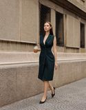 Đầm Vest Sleeveless Xanh lá